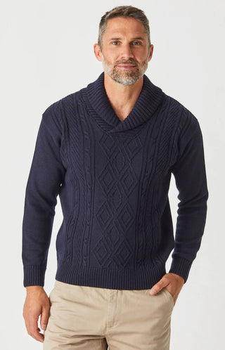 Aaron Cable Shawl Sweater