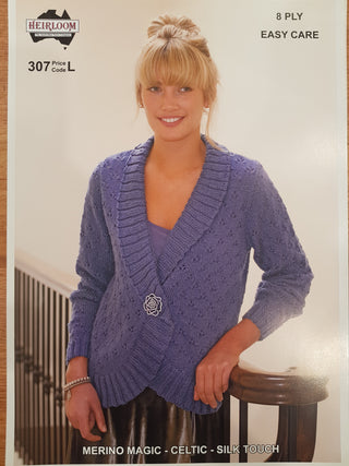 Lace Cardigan 8 Ply Leaftlet Pattern 307