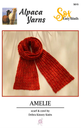 5015 Amelie Scarf and Cowl Knitting Pattern by Debra Kinsey Knits