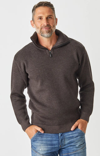 Merino Half Zip Open Collar Sweater