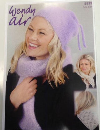 Wendy Air Hat, Scarf, Cravat Leaflet Pattern 5939