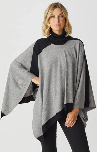 Merino Stripe Poncho Roll Neck